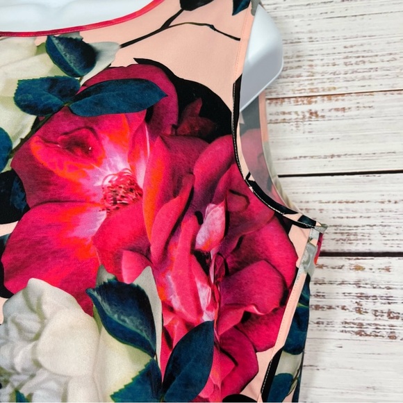 CeCe Pink Floral Rose Sleeveless Tunic Blouse - Picture 4 of 12